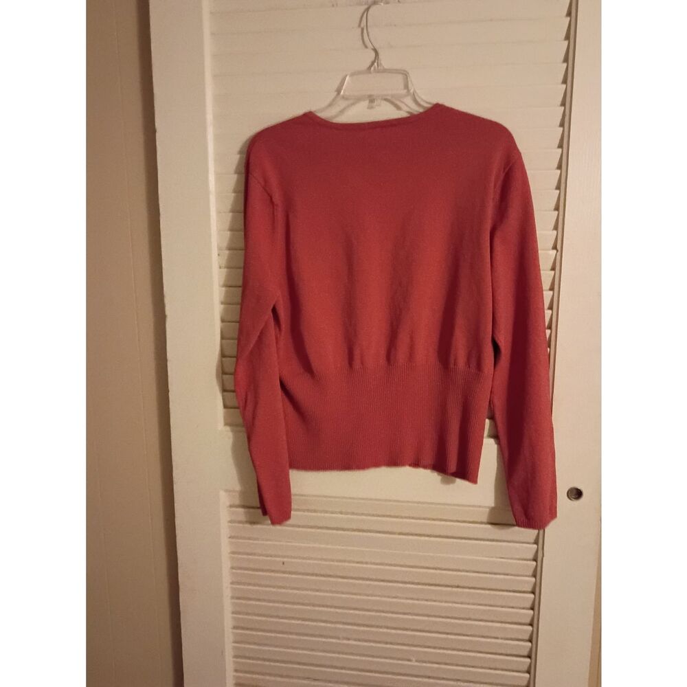 Talbots Rust Orange Button-Front Crewneck Cardigan - Picture 6 of 7